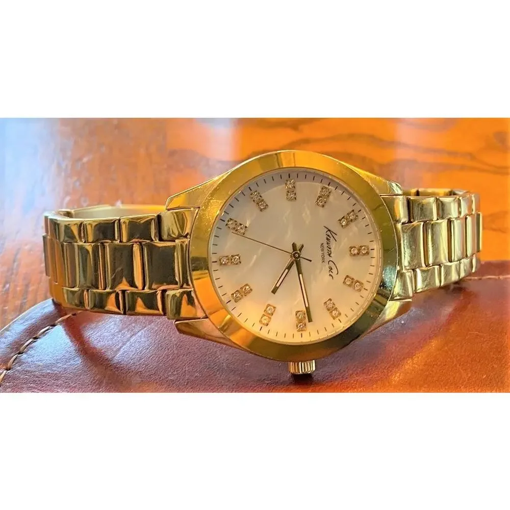 Women's 40mm Gold Tone Kenneth Cole New York, MOP Face
